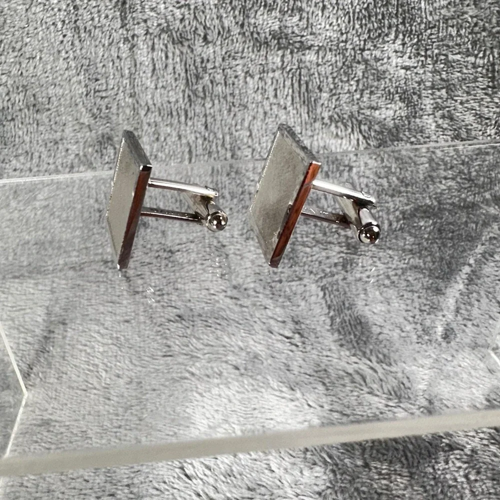 Vintage Dante Silver Tone Square Cufflinks Textured Modernist Mid‎ Century